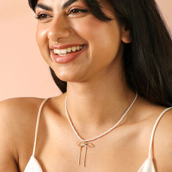 Pearl Necklace With Large Bow Pendant In Gold, 4 of 4