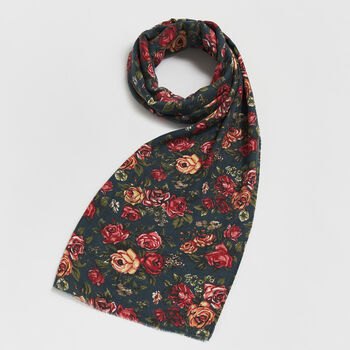 Roses Teal Pashmina Scarf, 2 of 5