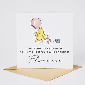 Winnie The Pooh With Piglet New Baby Boy Card, 2 of 2