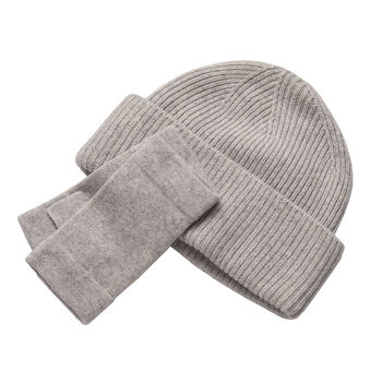 Cashmere Ribbed Beanie And Wrist Warmer Set, 2 of 5