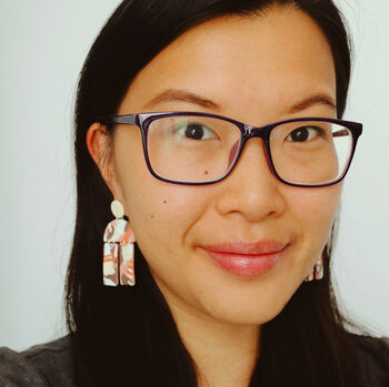Dusty Pink Terrazzo Clay Statement Arch Earrings, 4 of 4