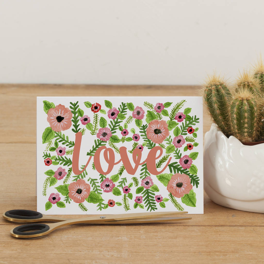 floral love greeting card by little paisley designs ...