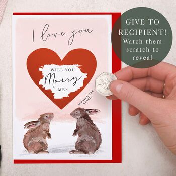 Scratch To Reveal Proposal Greeting Card Bunny Rabbits, 3 of 4