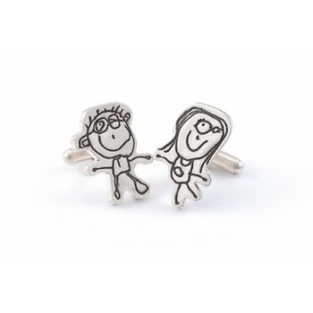Personalised Silver Cufflinks Drawn By Your Child, 3 of 4