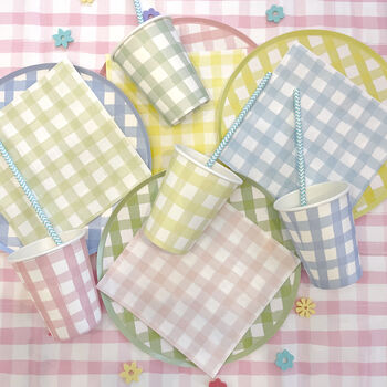 Pastel Gingham Paper Plates, 3 of 11