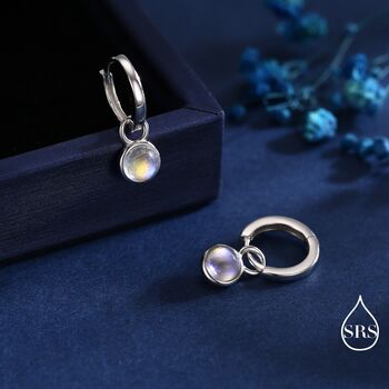 Dangle Moonstone Huggie Hoop In Sterling Silver, 5 of 11