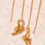 Mini Gold Banana Thread Earrings, thumbnail 2 of 2