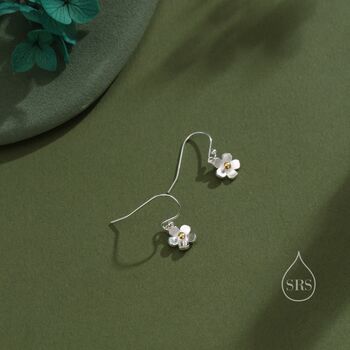 Tiny Forget Me Not Flower Drop Hook Earrings, 3 of 10