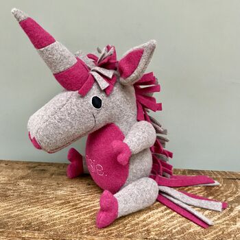 Large Unicorn Soft Toy Handmade And Personalised, 3 of 5