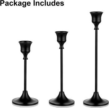 Three Pieces Metal Candlestick Taper Holder, 6 of 9