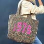 Personalised Varsity Year Leopard Print Tote Bag, thumbnail 1 of 2