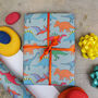 Colourful Dinosaur Luxury Birthday Wrapping Paper, thumbnail 1 of 3