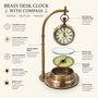 Vintage Nautical Hanging Desk Clock With Compass Base, thumbnail 4 of 12