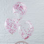 Pack Of Five Pink Confetti Filled Party Balloons, thumbnail 1 of 3