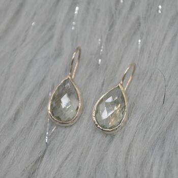 Green Amethyst Teardrop Silver Earrings, 5 of 6
