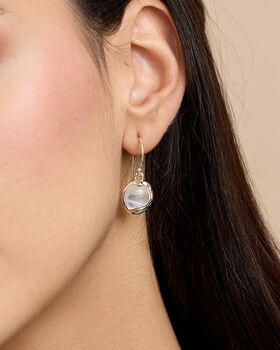 Handmade Silver Fiery Moonstone Drop Earrings, 2 of 9