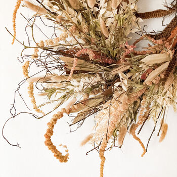 Dried Ruscus Amaranth Wreath With Bunny Tails, 5 of 5