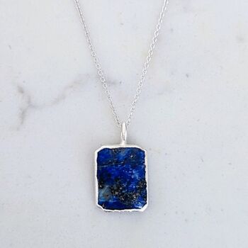 'The Rectangle' Lapis Lazuli Sterling Silver Necklace, 5 of 8