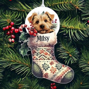 Personalised Norfolk Terrier Stocking Bauble, 2 of 2