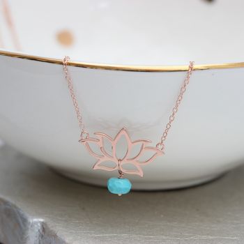 Lotus Flower Pendant Necklace With Birthstone, 3 of 11