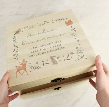 Personalised Woodland Animal Large Wooden Keepsake Box, 3 of 4