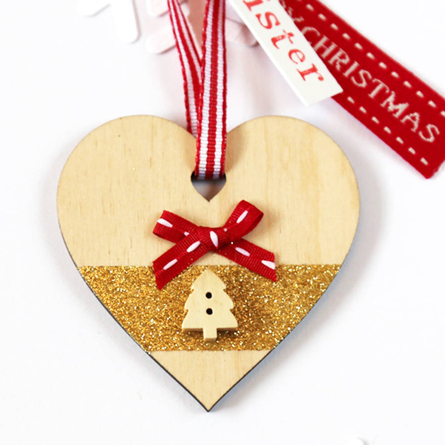 Personalised Christmas Heart Decoration By buttongirl designs