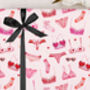 Valentine Wrapping Paper With Bra Underwear Pattern, Three Sheet Pack, thumbnail 1 of 3