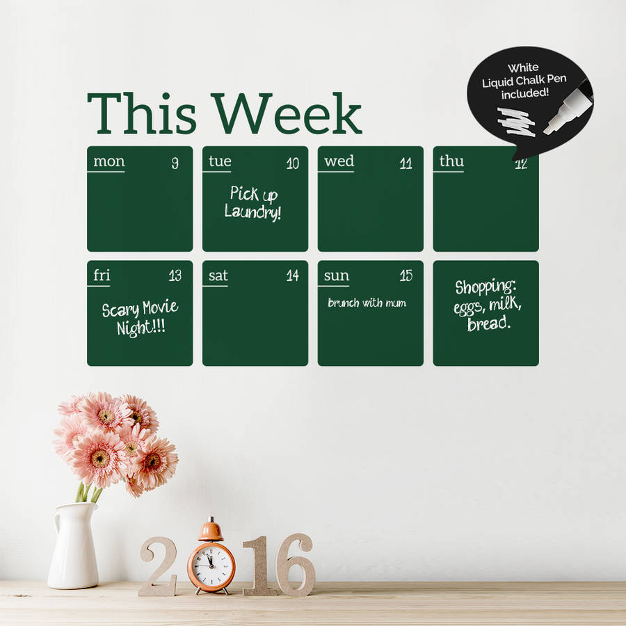 Write And Erase Weekly Calendar Sticker By SirFace Graphics