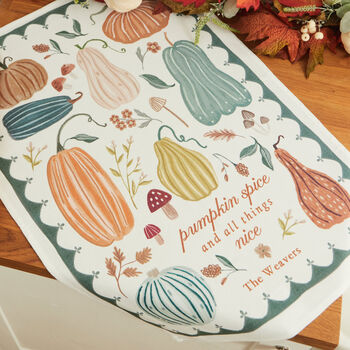 Personalised Autumn Pumpkin Tea Towel, 3 of 4