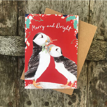 Puffins Christmas Card Blank Inside, 2 of 2