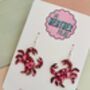 Red Crab Resin Glitter Earrings / Cancer Zodiac Jewellery / Gift For Crab Lovers, thumbnail 3 of 5