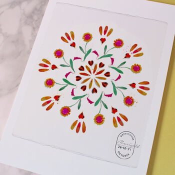 Birth Flower Mandala Personalised Print, 9 of 12
