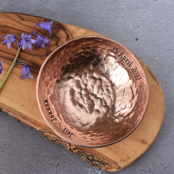 Personalised 7th Anniversary Gift Small Copper Bowl, 7 of 11