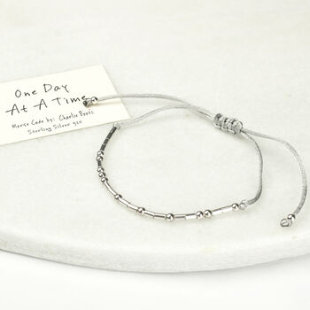 One Day At A Time Morse Code Bracelet In Sterling Silver 925, 6 of 8