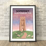 St Michael's Tower, Glastonbury Tor, Somerset Print, thumbnail 1 of 5