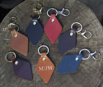 Handmade Personalised Leather Keyring Made In Britain, 6 of 7