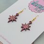 Red Sparkly Festive Star Glitter Christmas Earrings, thumbnail 4 of 5