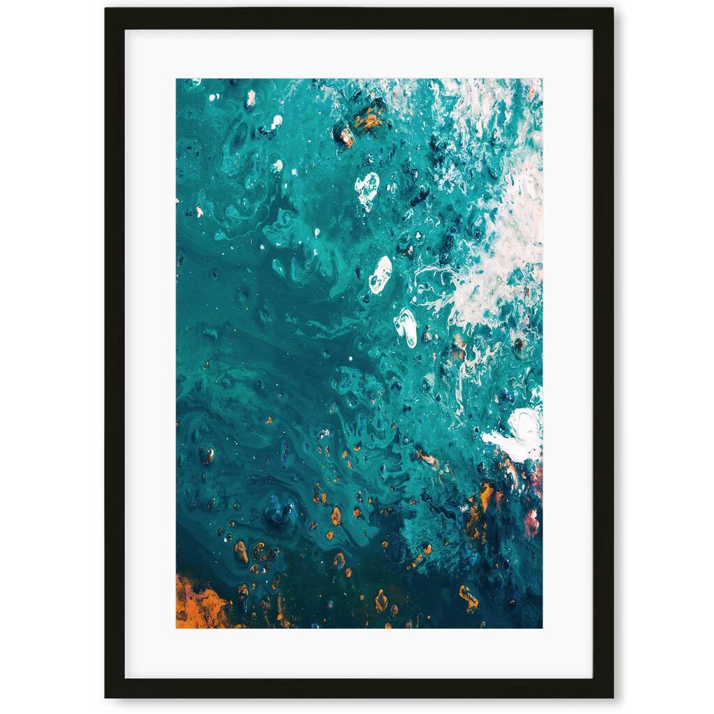 Teal Abstract Waves Art Print By Abstract House
