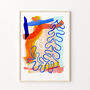 Blue And Orange Abstract Leaf Art Print, thumbnail 2 of 12