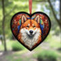 Shiba Inu Stained Glass Effect Heart Suncatcher, thumbnail 4 of 4