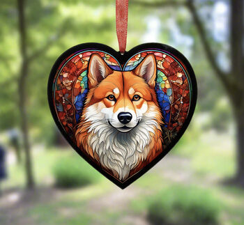 Shiba Inu Stained Glass Effect Heart Suncatcher, 4 of 4