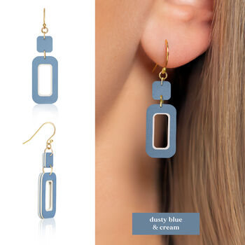 Rectangle Geometric Earrings | Five Colours Available, 2 of 8
