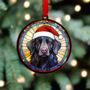 Flat Coated Retriever In Santa Hat Suncatcher Decoration, thumbnail 2 of 6
