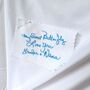Something Blue Wedding Dress Patch With Handwritten Message, thumbnail 1 of 7