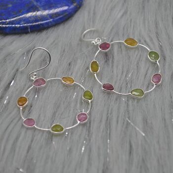 Pink Green Tourmaline Earrings: October Birthstone, 2 of 5