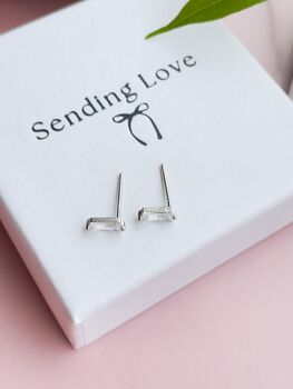 Stud Earrings In Sterling Silver Diamond Cz Stones, 5 of 6