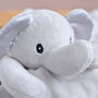 Personalised Grey Plush Elephant Baby Comforter, thumbnail 2 of 6