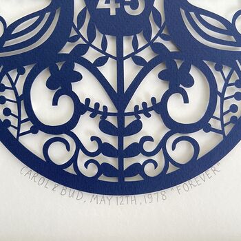Personalised 45th Sapphire Anniversary Framed Paper Cut, 10 of 12
