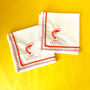 Prawn Orange And Pink Ric Rac Napkins, Set Of Two, thumbnail 1 of 4