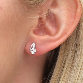 18ct Gold Plated Or Silver Butterfly Wing Stud Earrings, 2 of 6